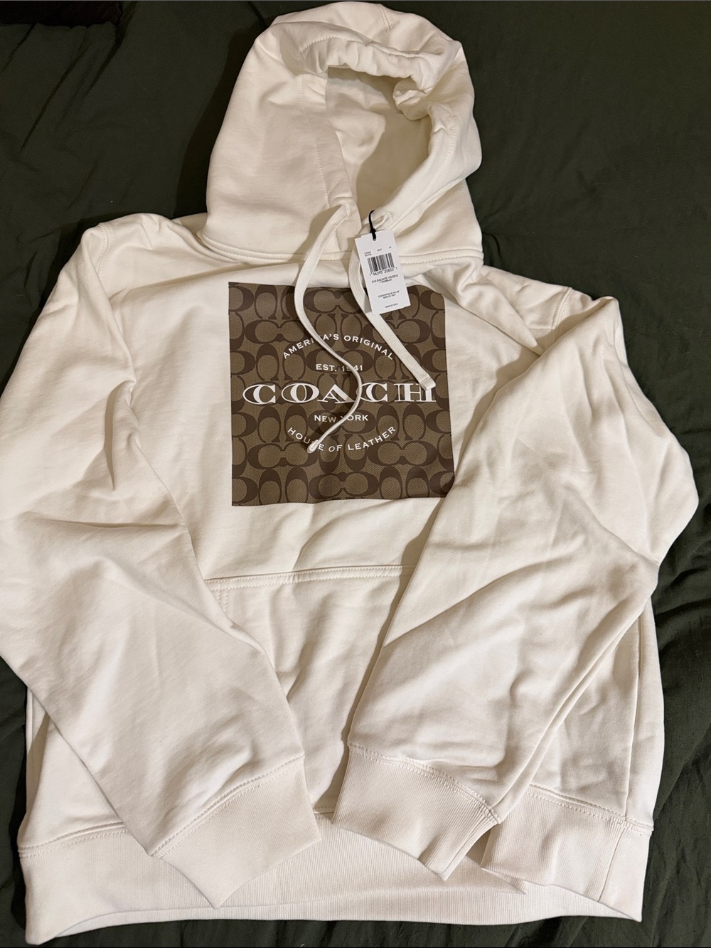 Coach Cream Logo Hoodie - Coach New York Pullover